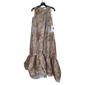 Mac Duggal NWT Floral Brocade High-Low Hem Gown in Bronze Size 2